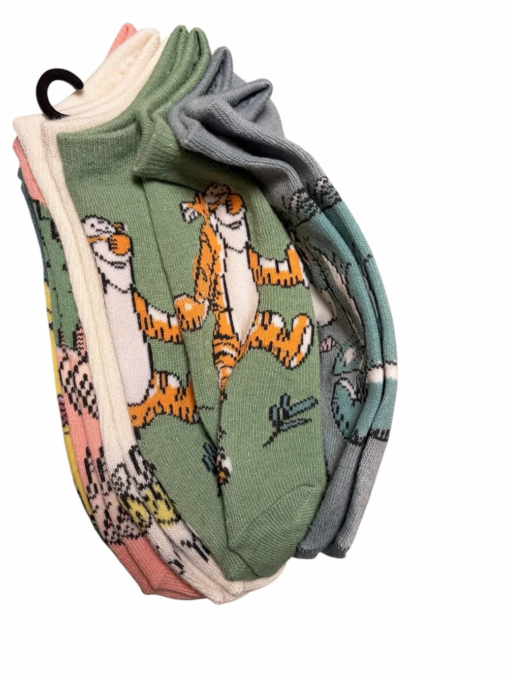 Disney Winnie the Pooh Flowers Trees Bees 5 Pack Teal Pink Green No Shows Socks